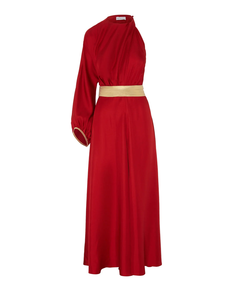 Troia Red and Gold Silk Jumpsuit