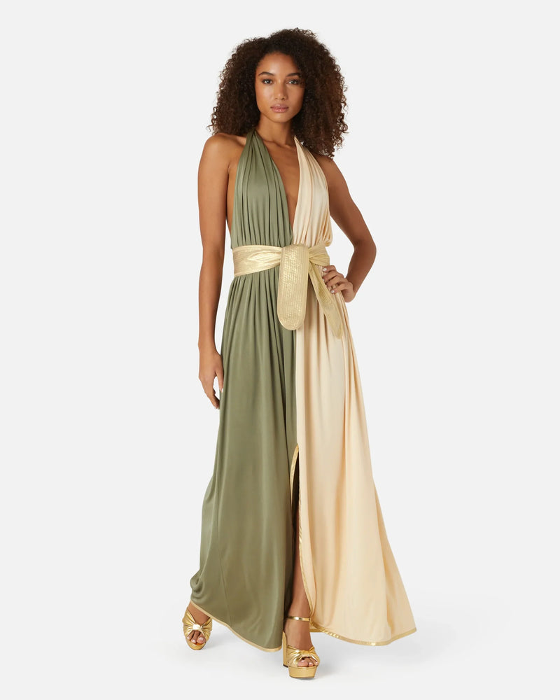 Setubal Silk Jersey Halterneck Dress With Belt