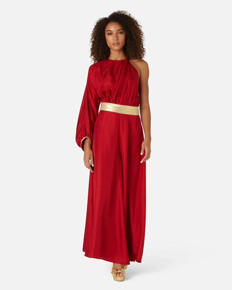 Troia Red and Gold Silk Jumpsuit