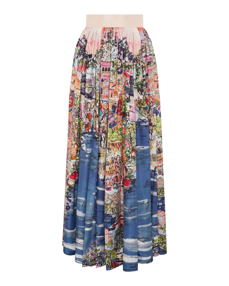 Tigers of India Map A-Line Maxi Skirt with Pockets